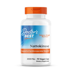 Doctor's Best nattokinase 2000 fu bottle highlighting label and circulation-support enzyme.