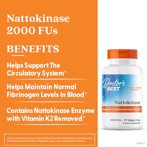 Doctor's Best nattokinase label detail emphasizes 2000 fu potency for daily use.