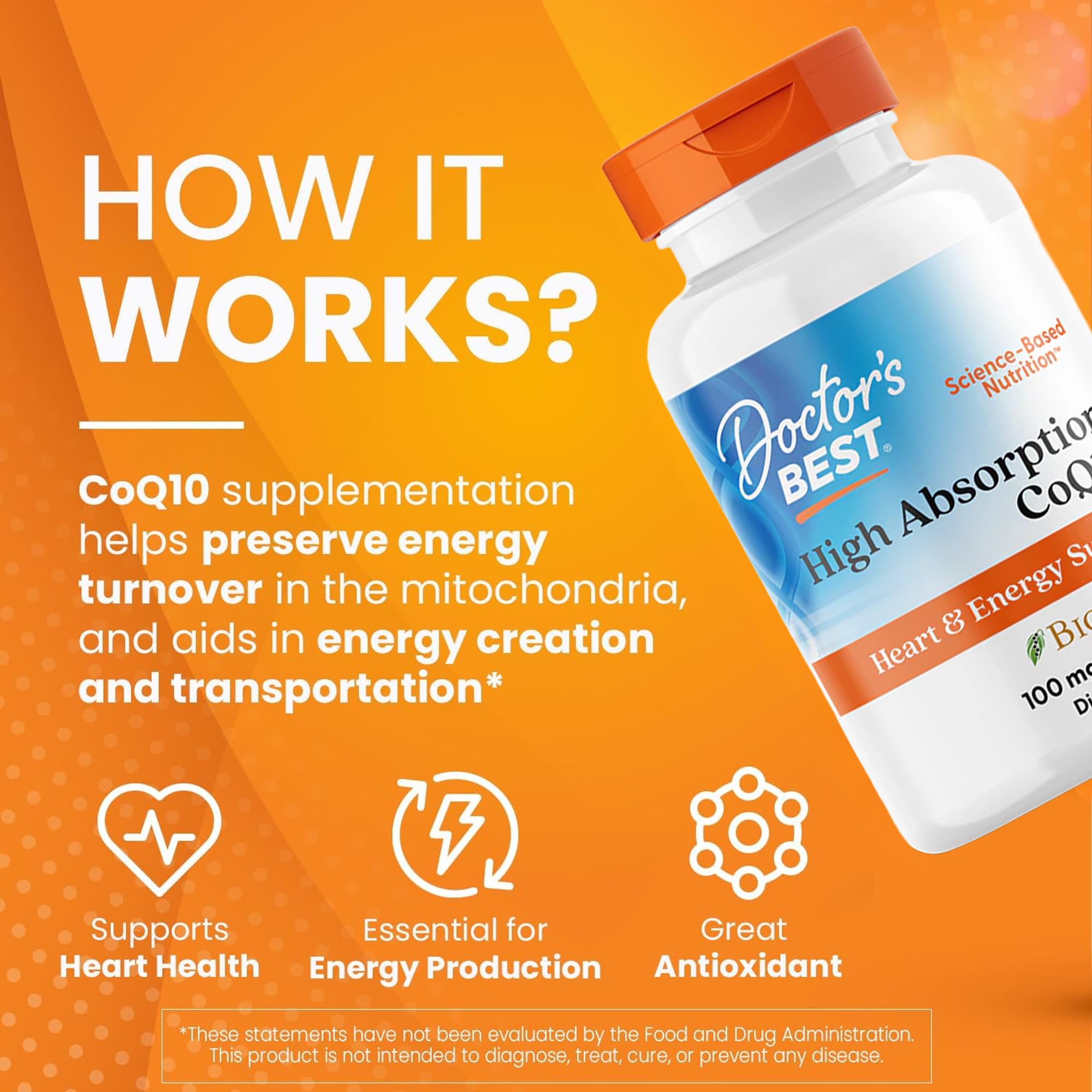 Naturally fermented CoQ10 from Doctor's Best signals purity.