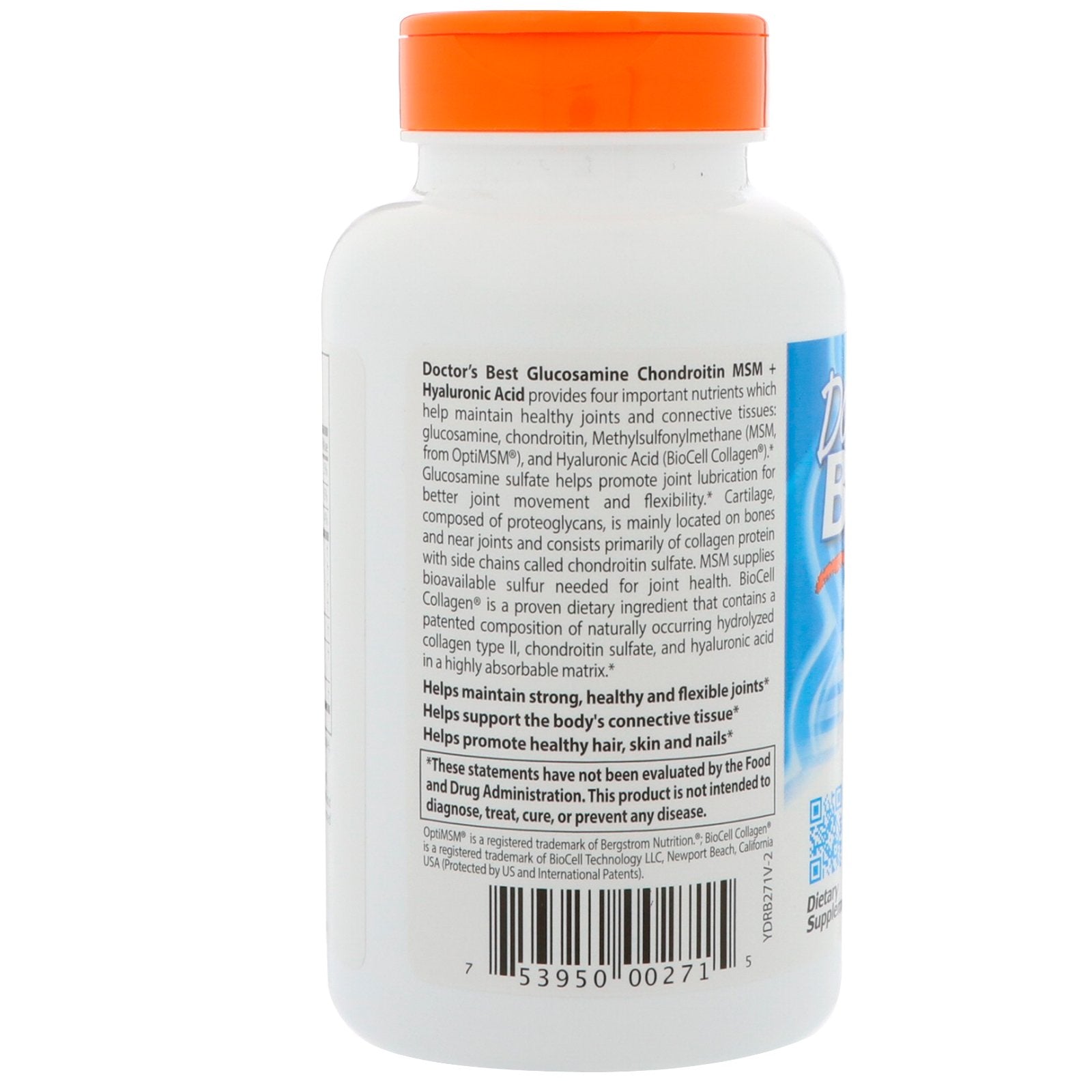 Doctor's Best non-GMO gluten-free soy-free label on bottle.