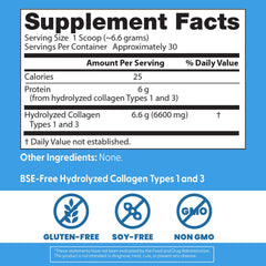 Doctor's Best Pure Collagen Types 1 & 3 bottle close-up shows added vitamin C.