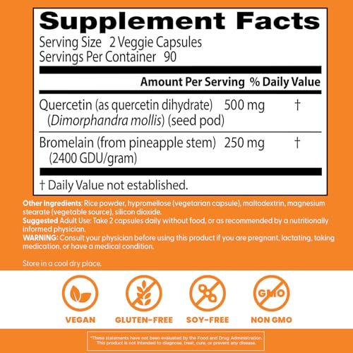 Doctor's Best Quercetin Bromelain bottle pour for easy daily administration