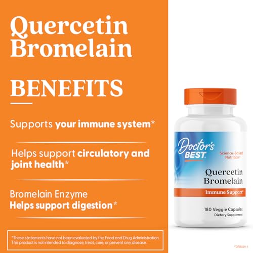 Doctor's Best Quercetin Bromelain ingredients label with quercetin and bromelain details