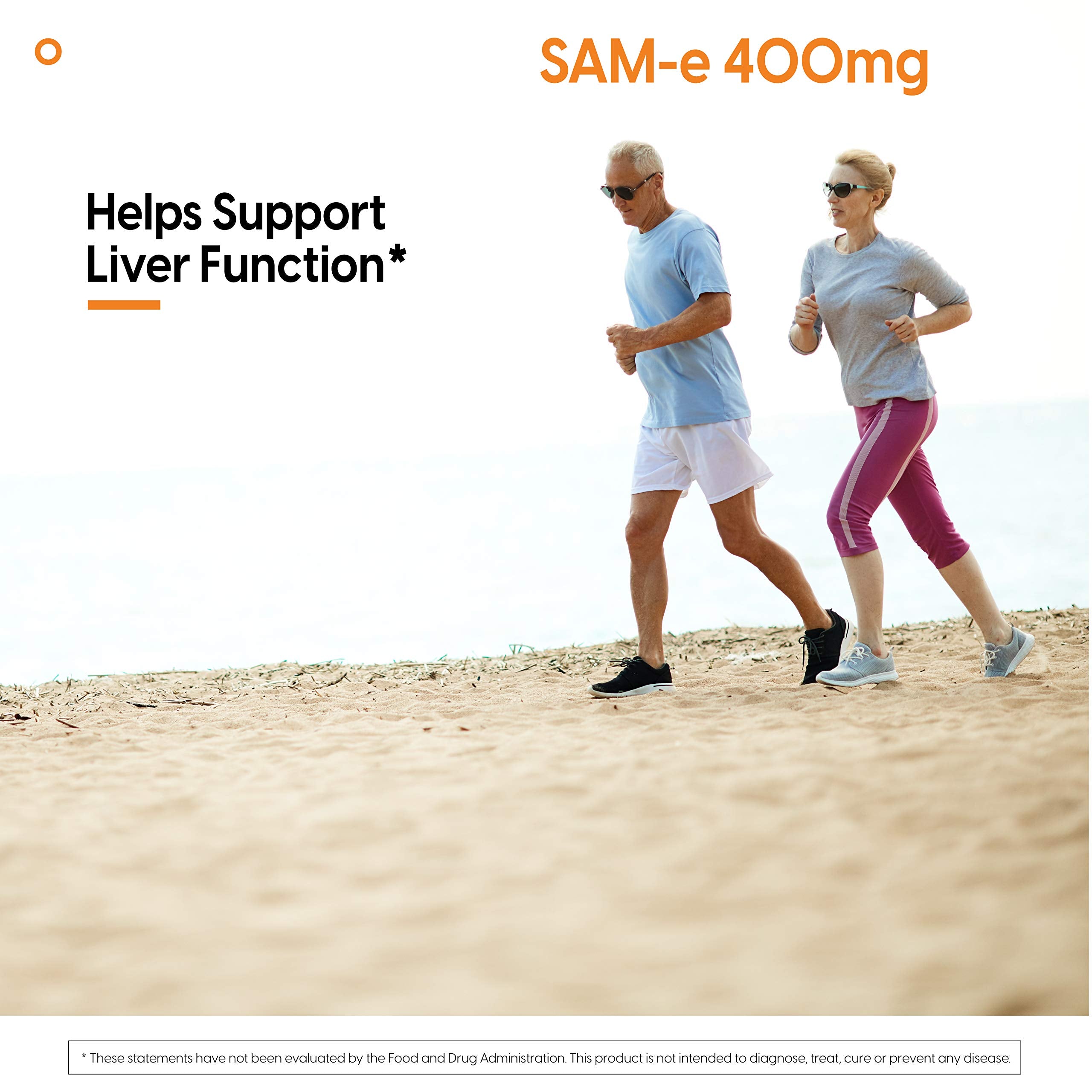 Hands stretch beside a SAM-e 400 mg tablet for joint mobility.