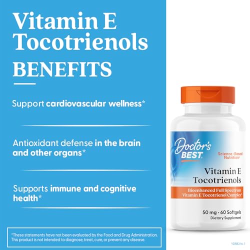Close-up of Doctor's Best Tocotrienols label showing palm oil tocotrienols for immune support
