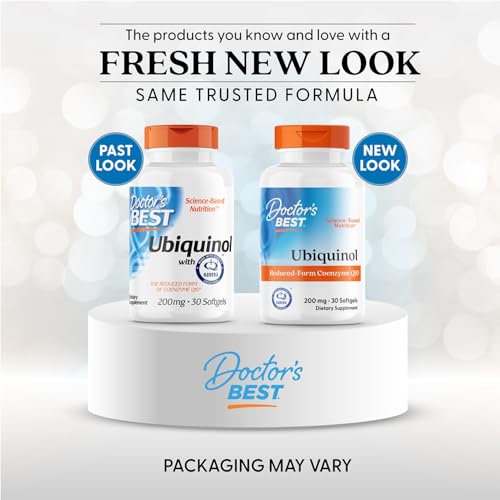 Doctor's Best Ubiquinol bottle side view highlighting compact softgels