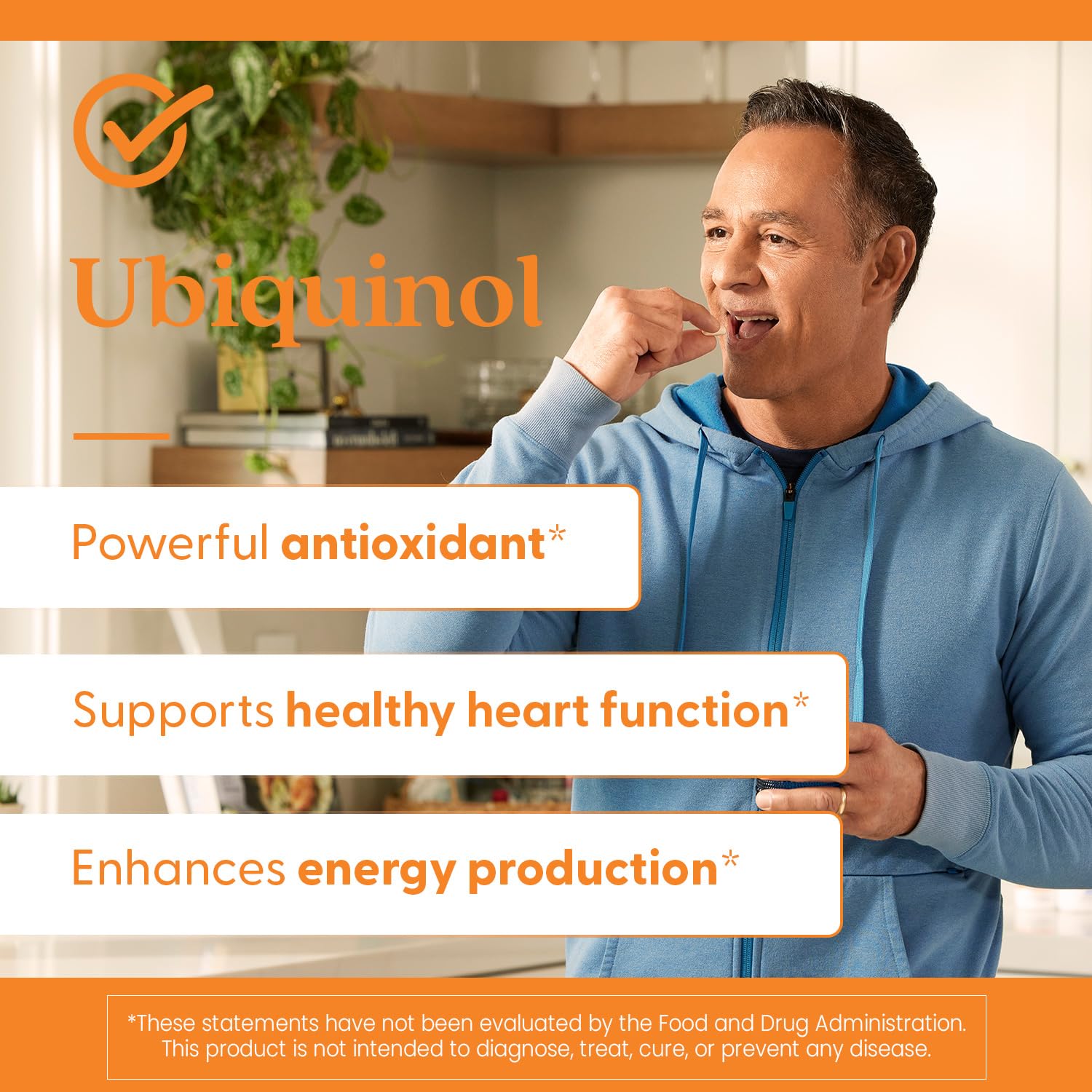 Doctor's Best Ubiquinol non-GMO gluten-free soy-free seal on bottle