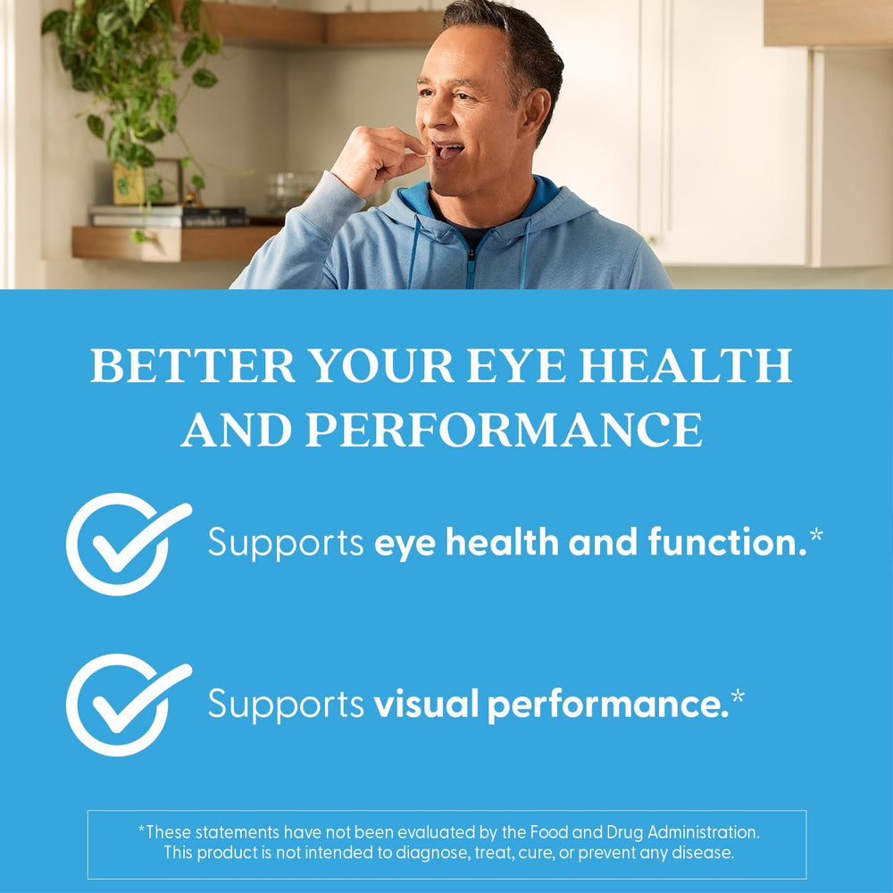 Doctor's Best vegan, gluten-free label on eye supplement bottle.