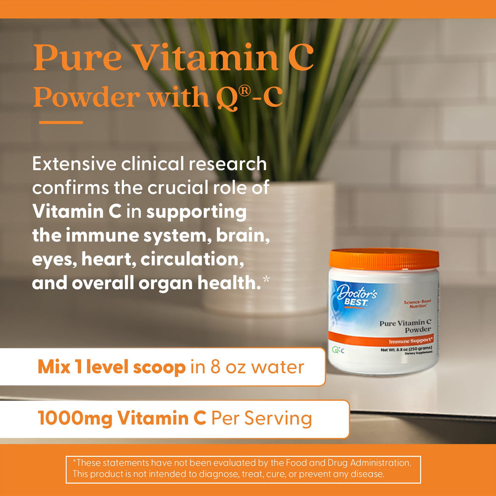 Fine powder texture close-up, Doctor's Best Vitamin C Powder