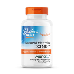 Doctor's Best vitamin K2 MK-7 bottle highlighting bone health support