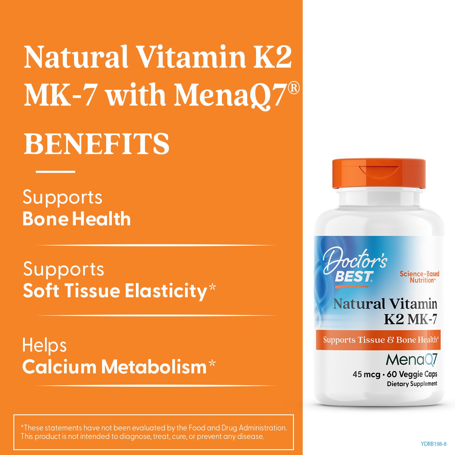 Doctor's Best Vitamin K2 MK-7 capsules close-up showing easy daily supplement