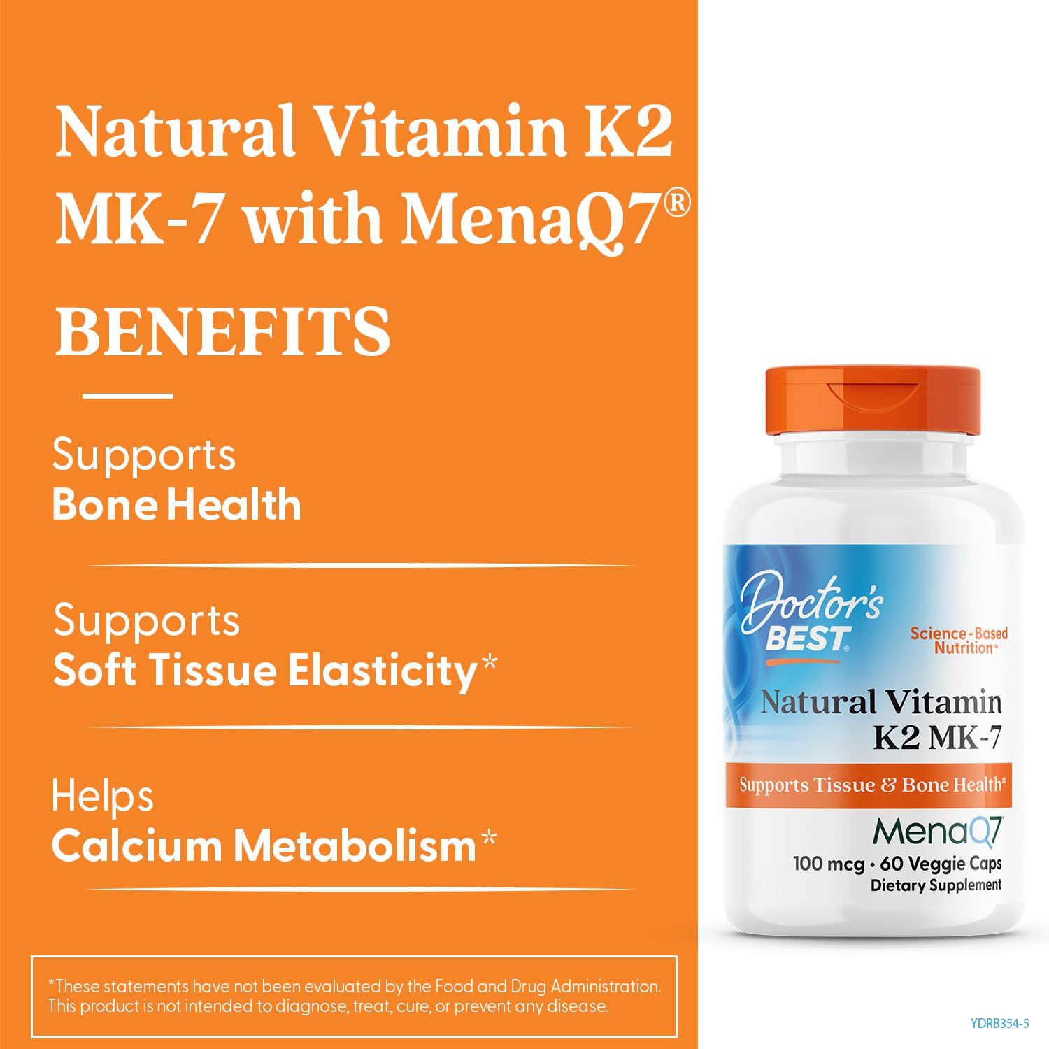 Doctor's Best Vitamin K2 MK7 capsules highlighting bioavailability for calcium utilization