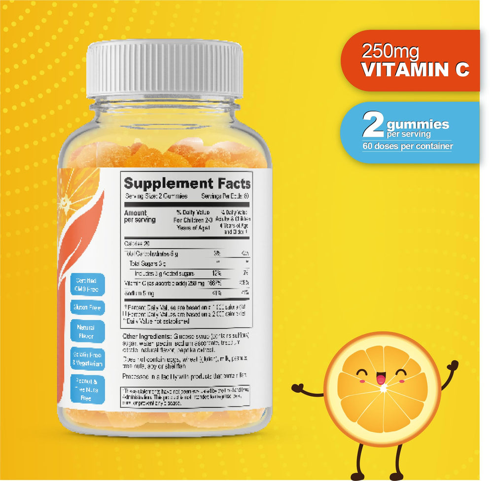 Doctors Orders Vitamin C Kids orange-flavored gummies close-up, tasty chewables for on-the-go wellness