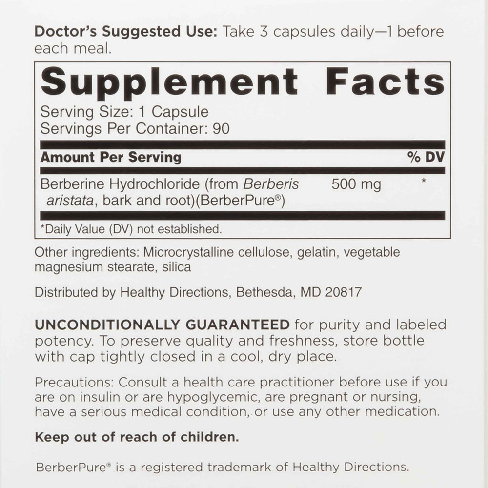 DOCTORS' PREFERRED Berberine Clinical Grade bottle side for easy daily administration.