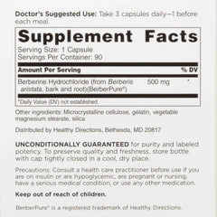DOCTORS' PREFERRED Berberine Clinical Grade bottle side for easy daily administration.
