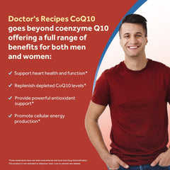 Doctor's Recipes CoQ10 softgels in use for heart health and energy production