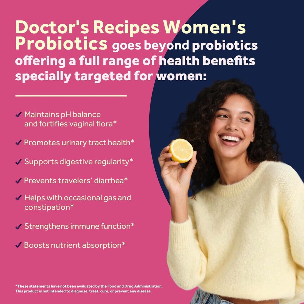 Doctor's Recipes Probiotics label detail highlighting ingredients.