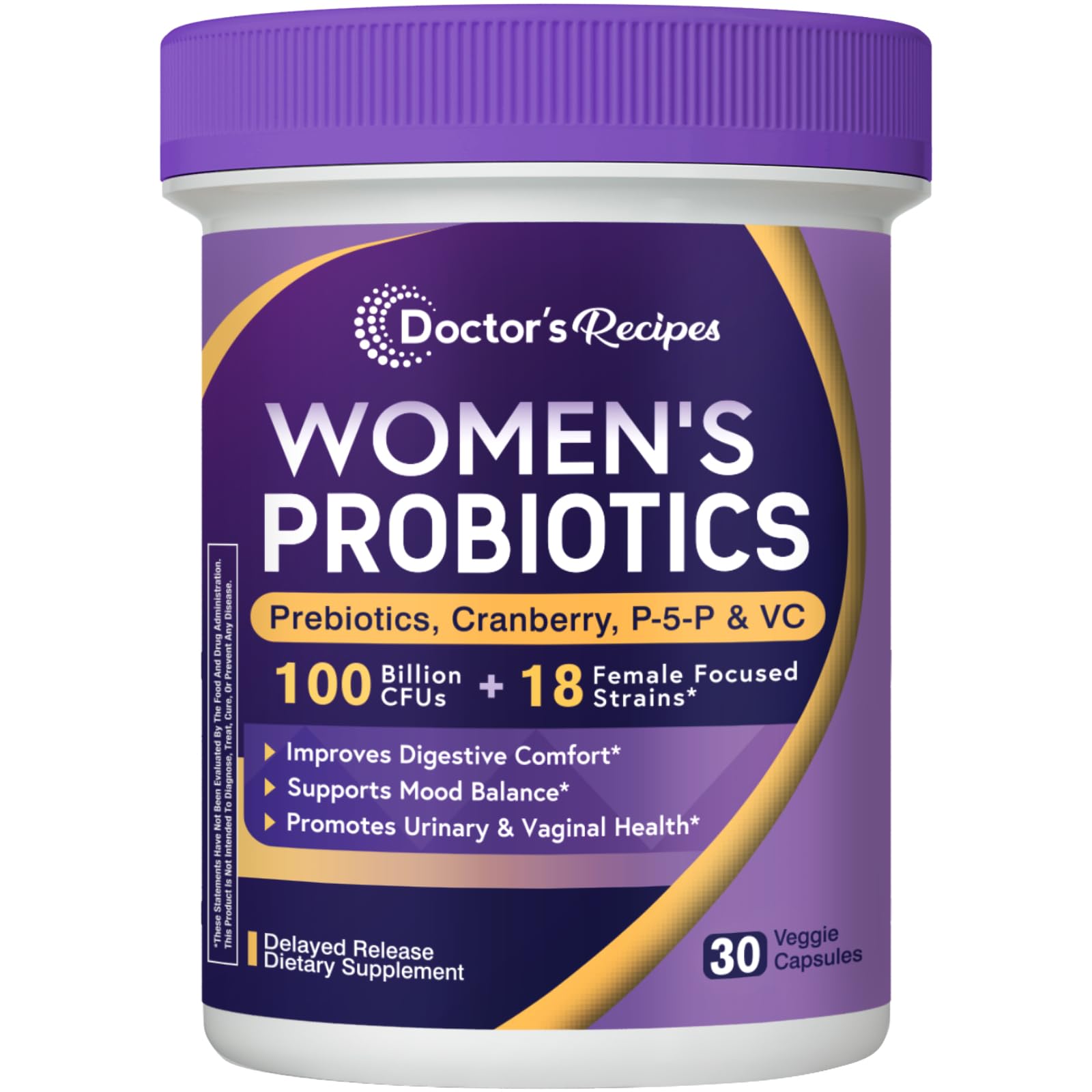 Doctor's Recipes women's probiotics bottle for daily balance and on-the-go use