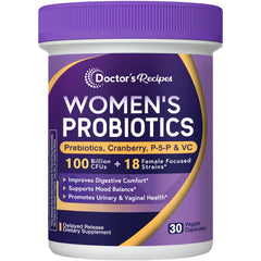 Doctor's Recipes women's probiotics bottle for daily balance and on-the-go use