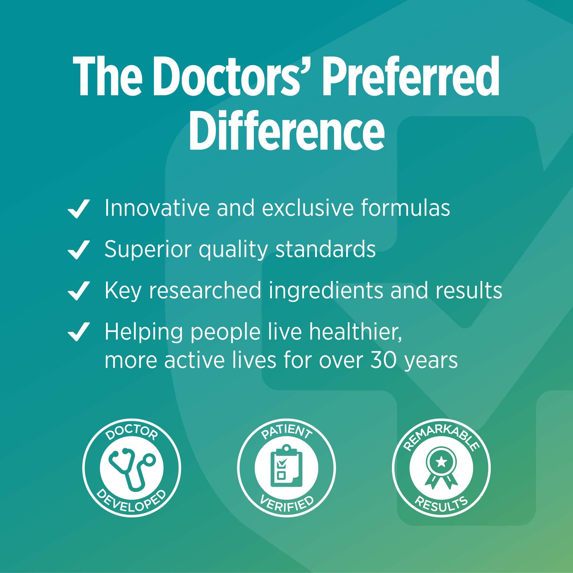 DOCTORS' PREFERRED Daily5 ingredient icons graphic highlights key nutrients.
