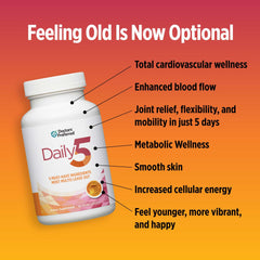 DOCTORS' PREFERRED Daily5 packaging in hand demonstrates portability for on-the-go use.
