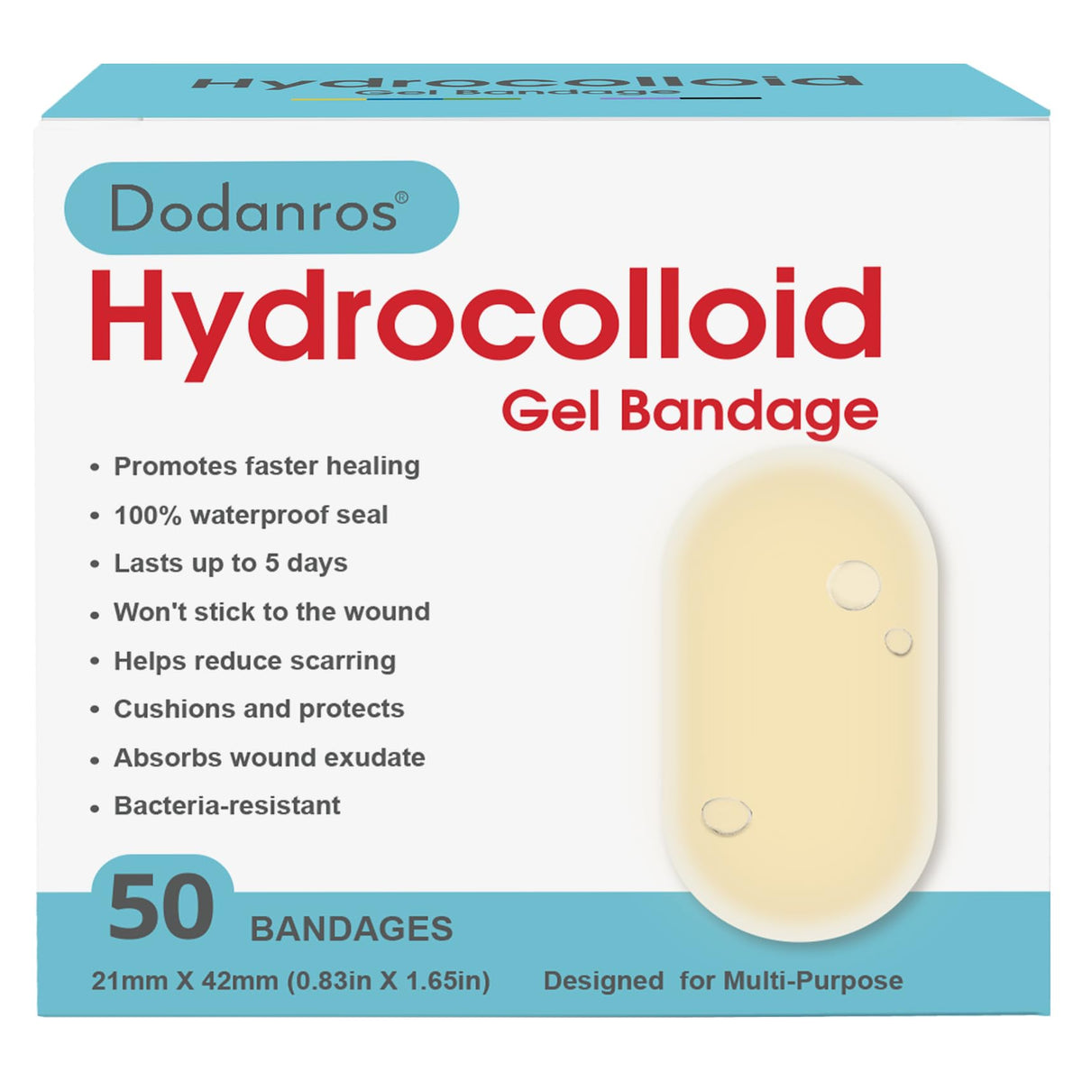 Dodanros Advanced hydrocolloid bandage in packaging ready for use.