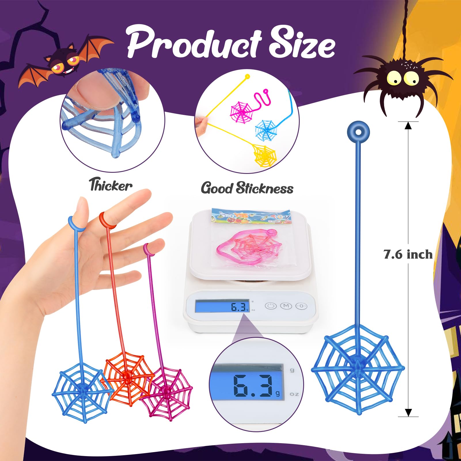 DODOLOL spider web treat fillers for Easter baskets and gifts.
