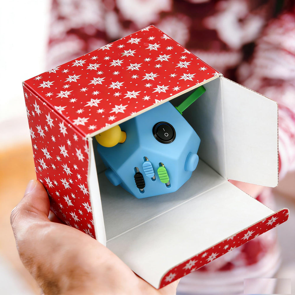 DoDoMagxanadu fidget dodecagon cube blue sky disks and silicone balls tactile