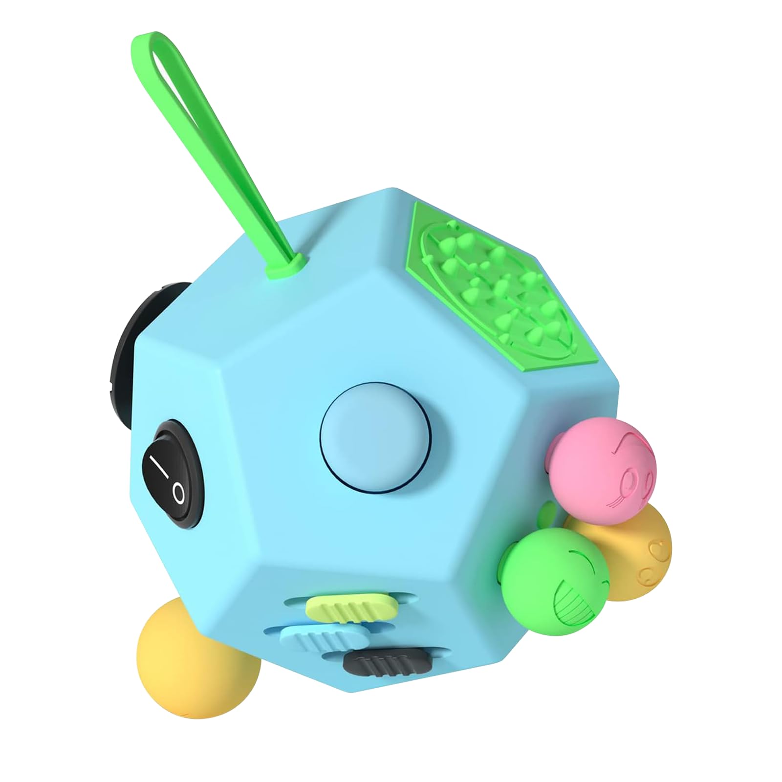 DoDoMagxanadu fidget dodecagon cube blue sky front view promotes focused play