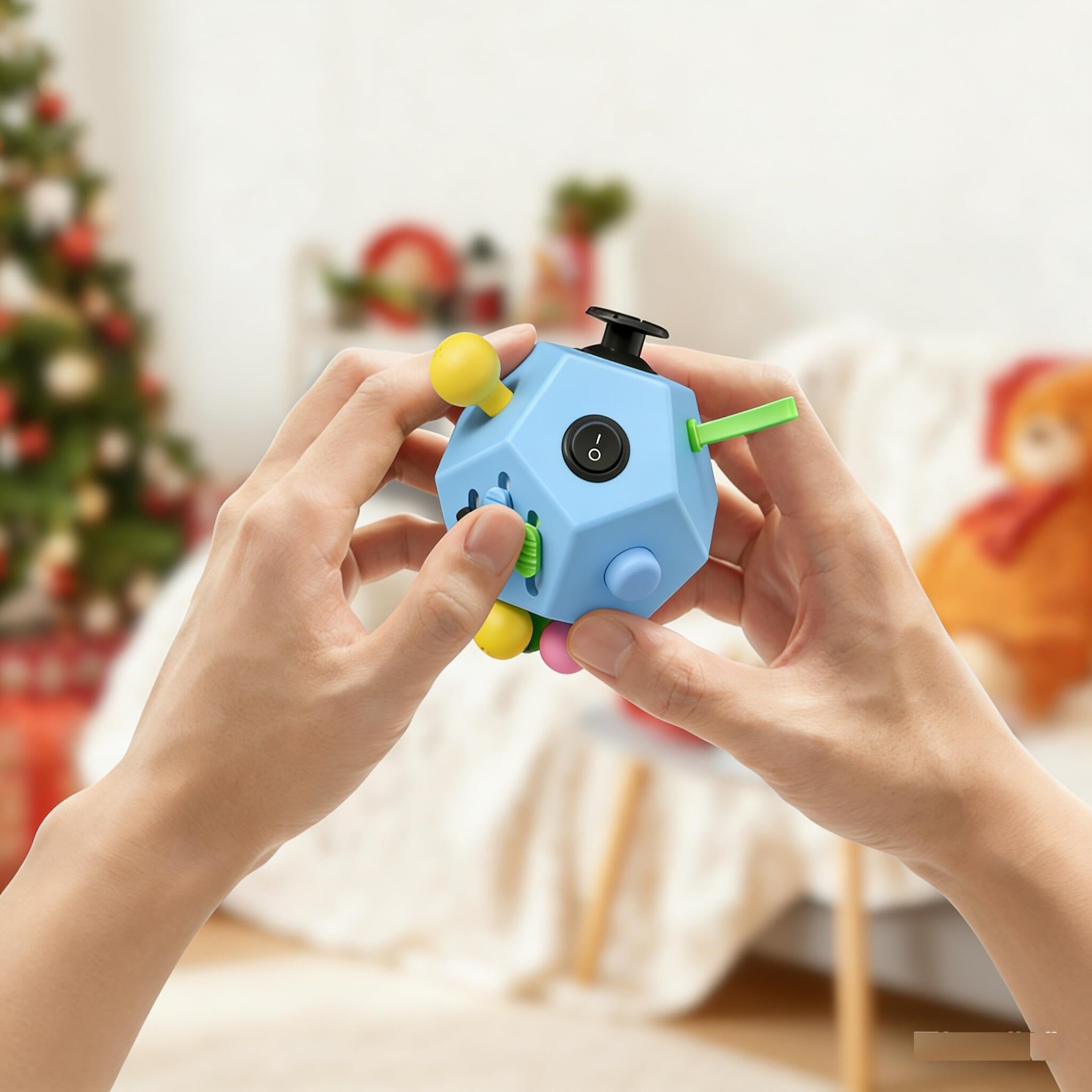 DoDoMagxanadu fidget dodecagon cube blue sky switch and button for calm use