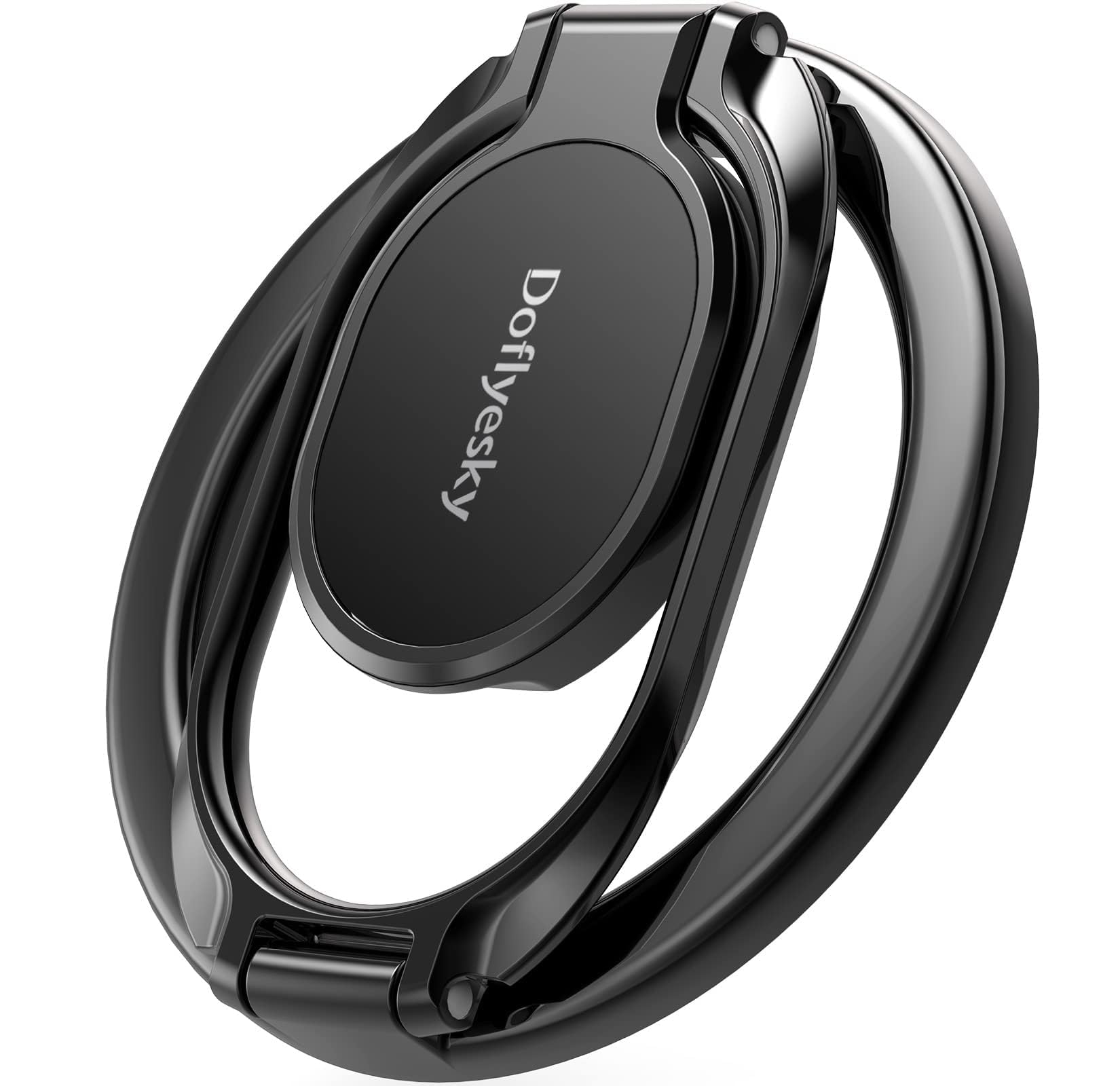 Doflyesky magnetic phone ring holder on iPhone with stand for hands-free viewing