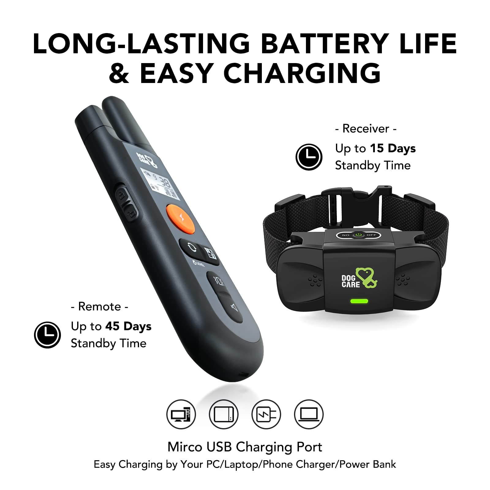 DOG CARE rechargeable battery supports extended training sessions