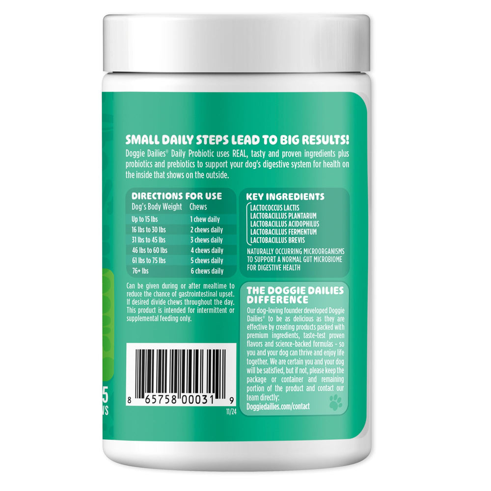 Morning routine with Doggie Dailies Probiotics in daily use