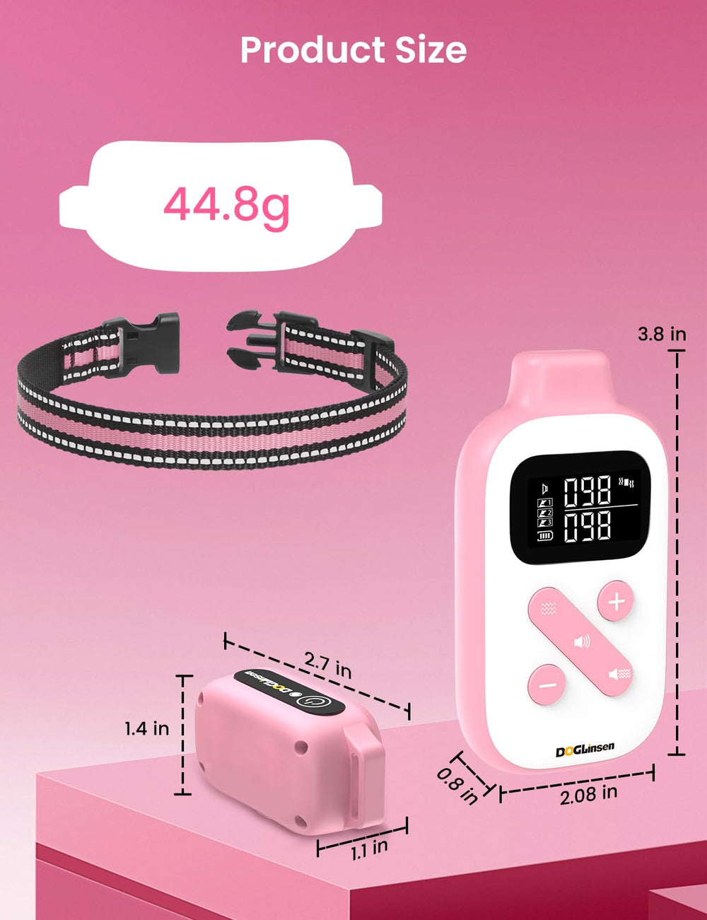 DOGLinsen adjustable collar fits 8 to 27 inch necks.