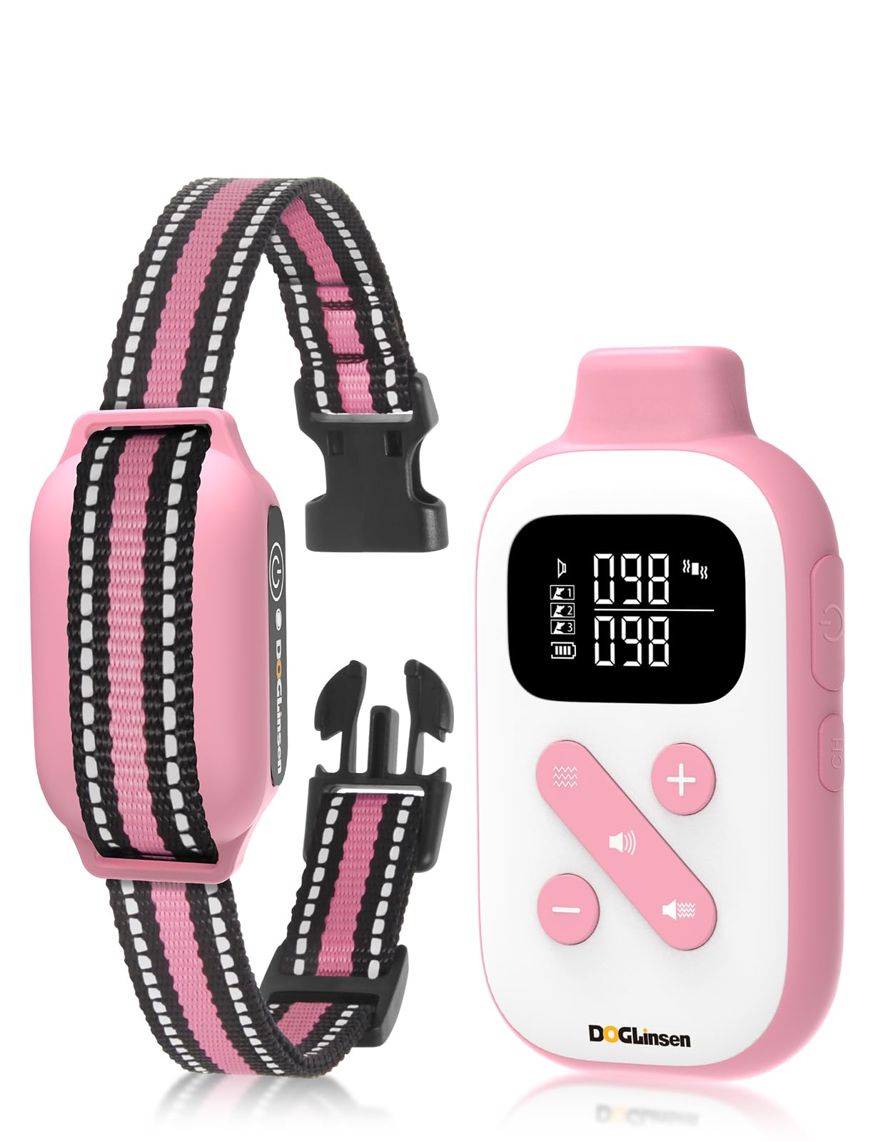 DOGLinsen no-shock collar with remote control for humane training sessions.
