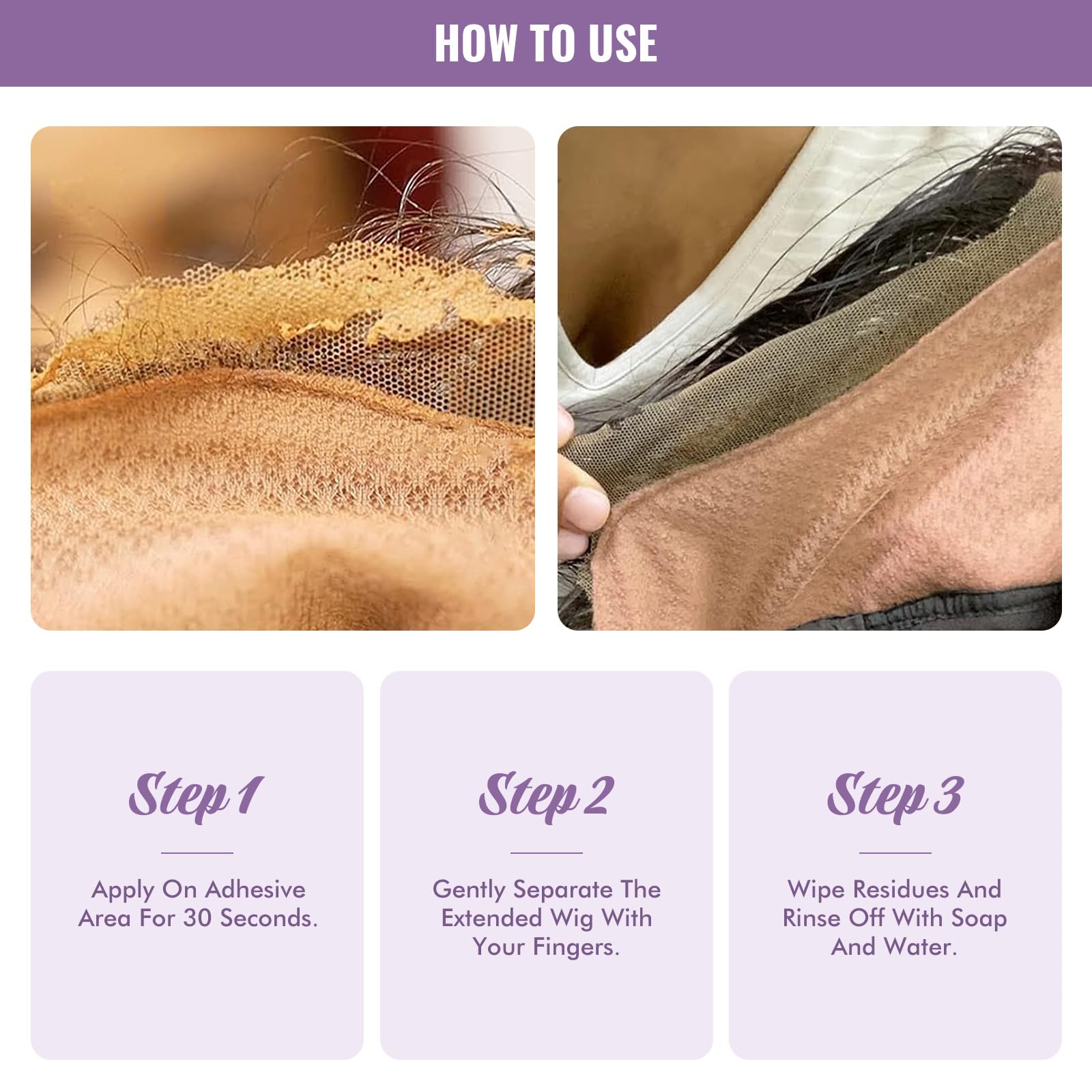 Dolahair Adhesive Residue Clean-up after removal with post removal cleansing.