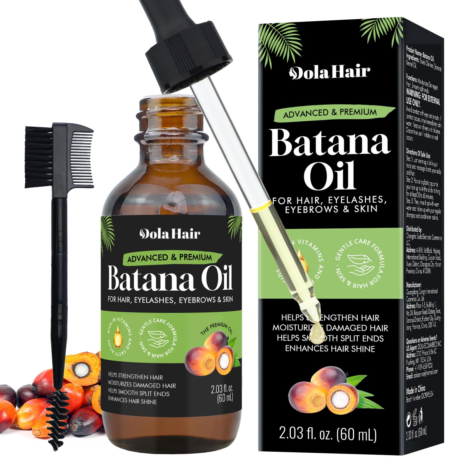 Dolahair Batana Oil bottle pour for smooth, nourished hair.