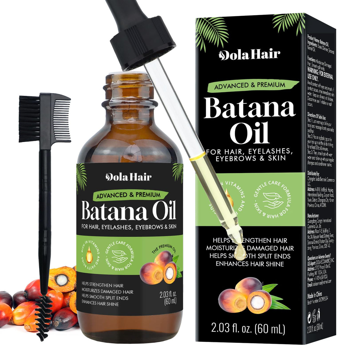 Dolahair Batana Oil bottle pour for smooth, nourished hair.