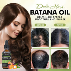 Dolahair Batana Oil on hair strands adds natural shine.