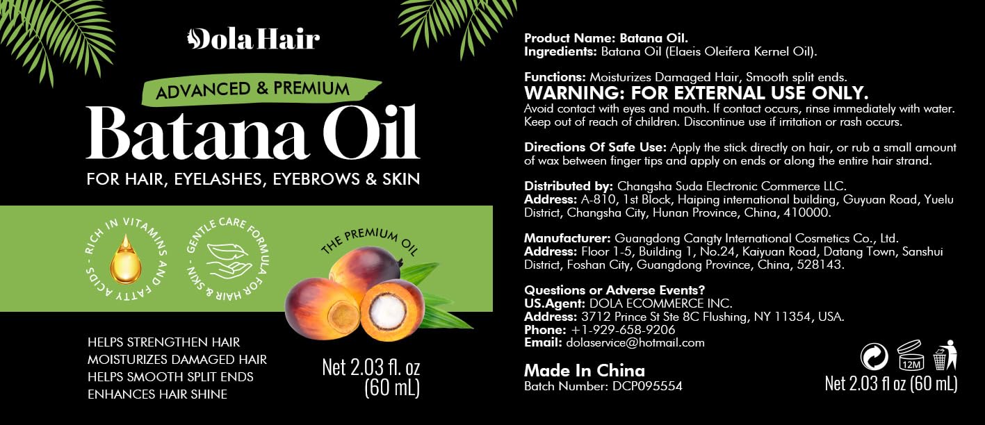 Dolahair Batana Oil ingredient icons highlighting vitamins and antioxidants.