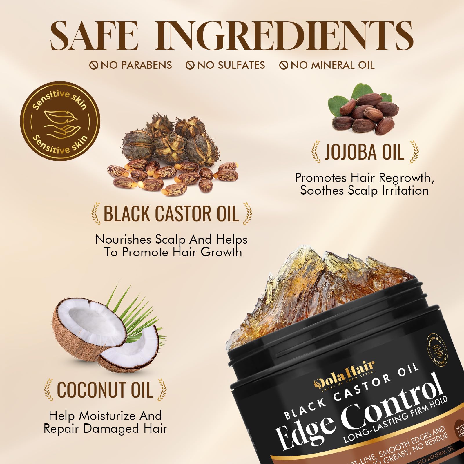 Dolahair Edge Control suitable for 4C hair types and enhanced texture.