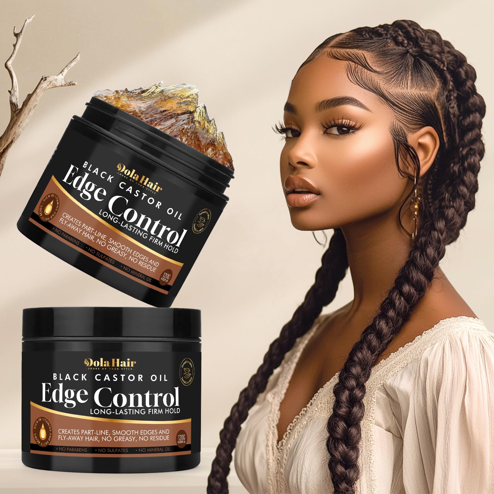 Applying Dolahair Edge Control to smooth edges for a polished look.