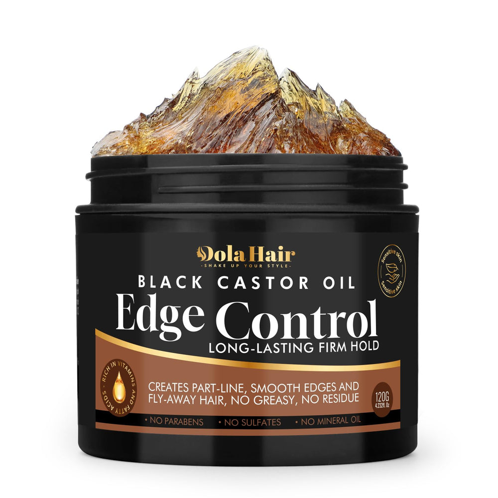 Dolahair Edge Control Gel jar front view for a non-greasy, all-day hold.
