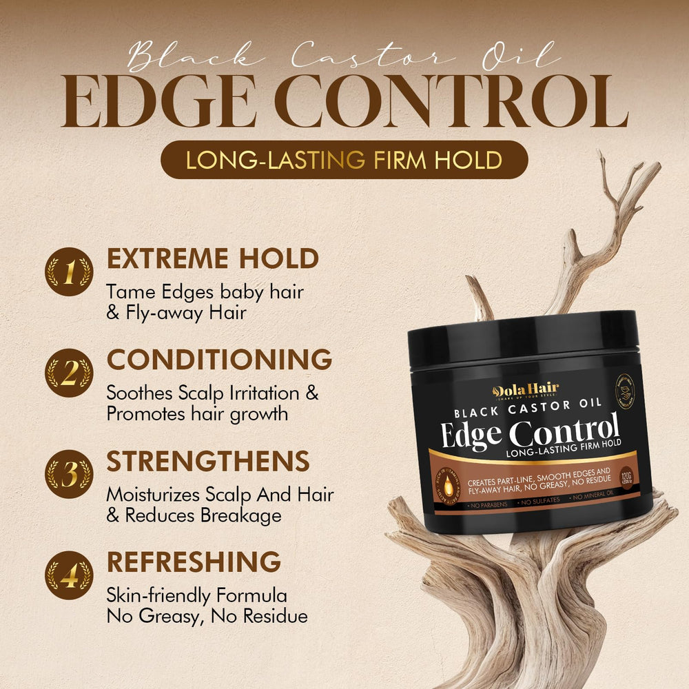 Dolahair Edge Control non-greasy formula with aloe and honey blend.