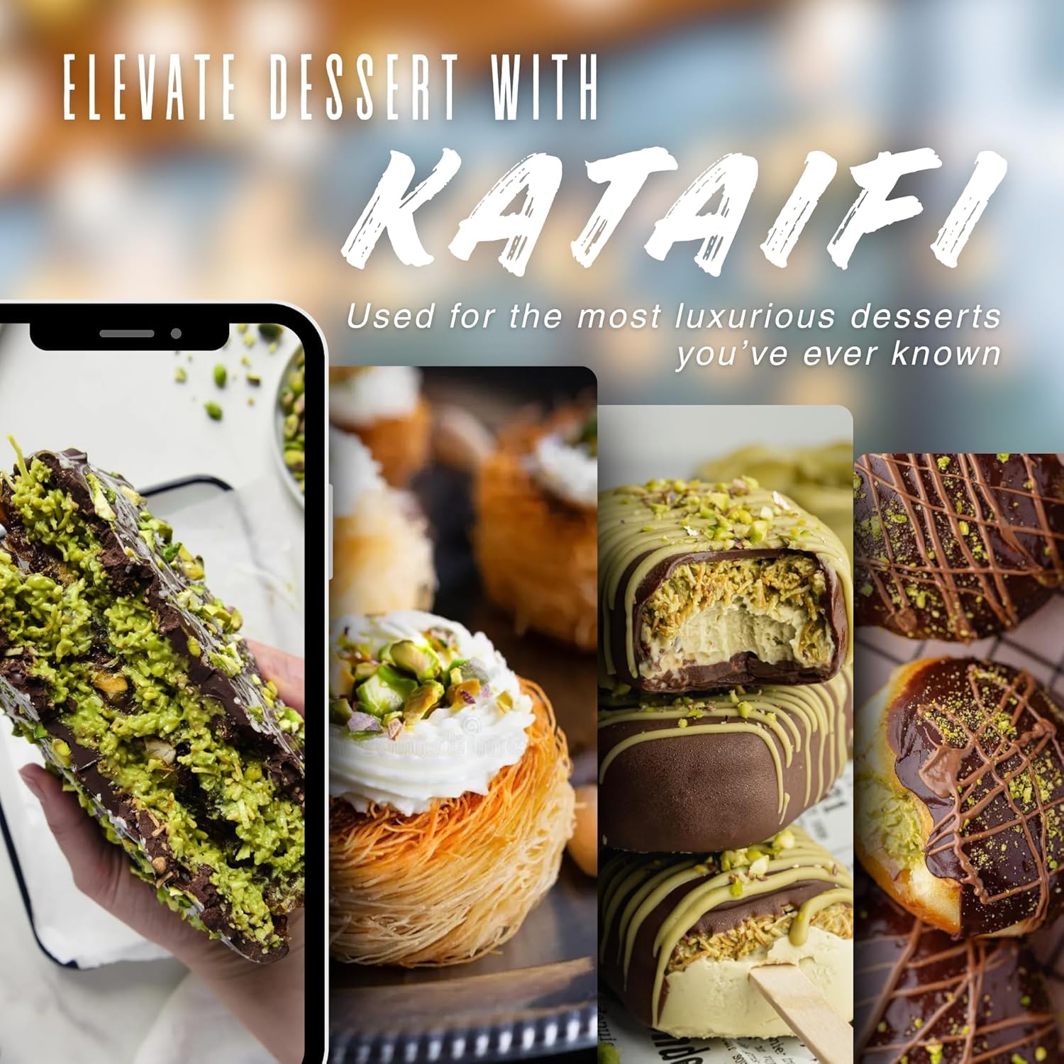 Dolce Calma kataifi dough syrup finish captures syrup-ready crisp nests.