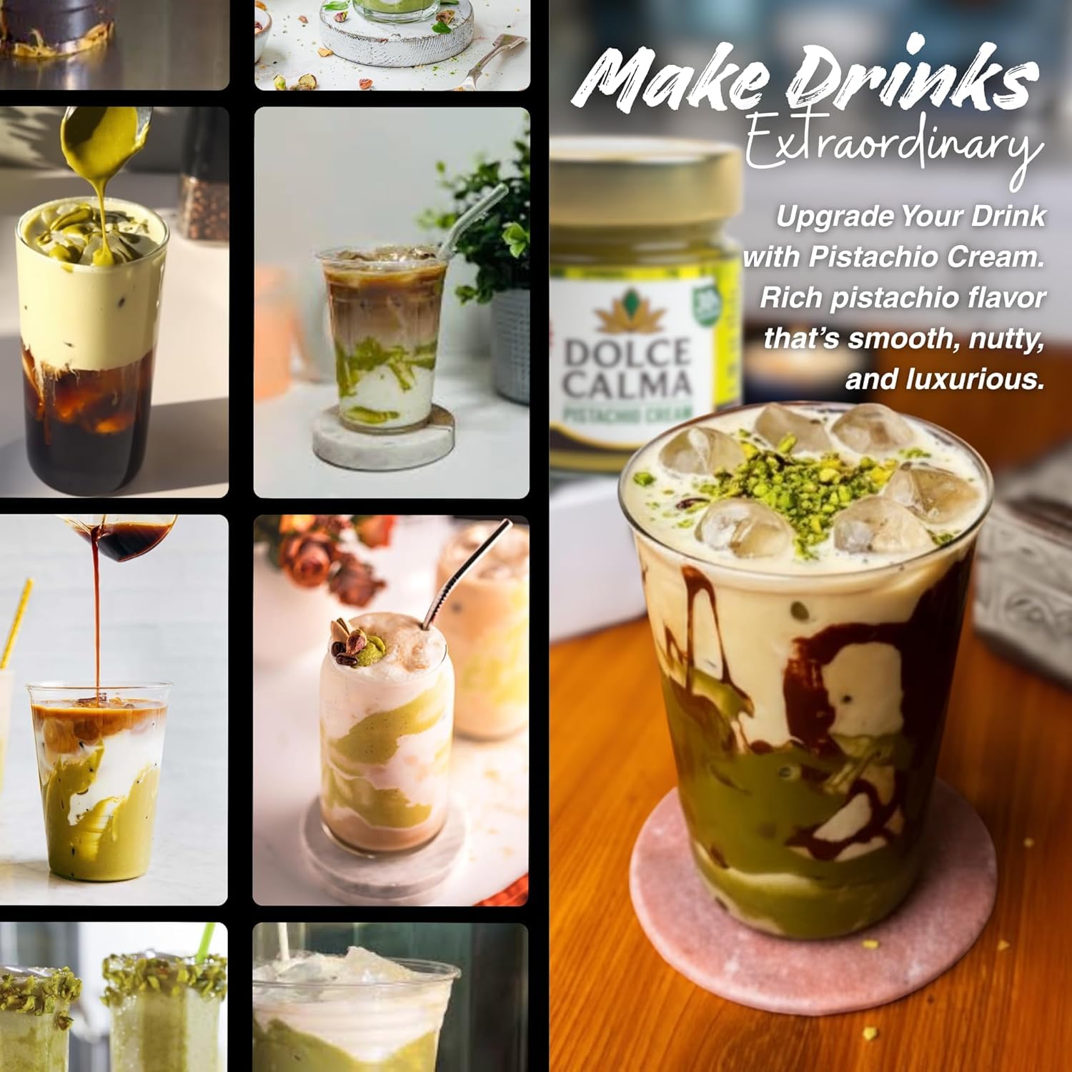 Dolce Calma pistachio cream with Dubai chocolate pairing suggestion