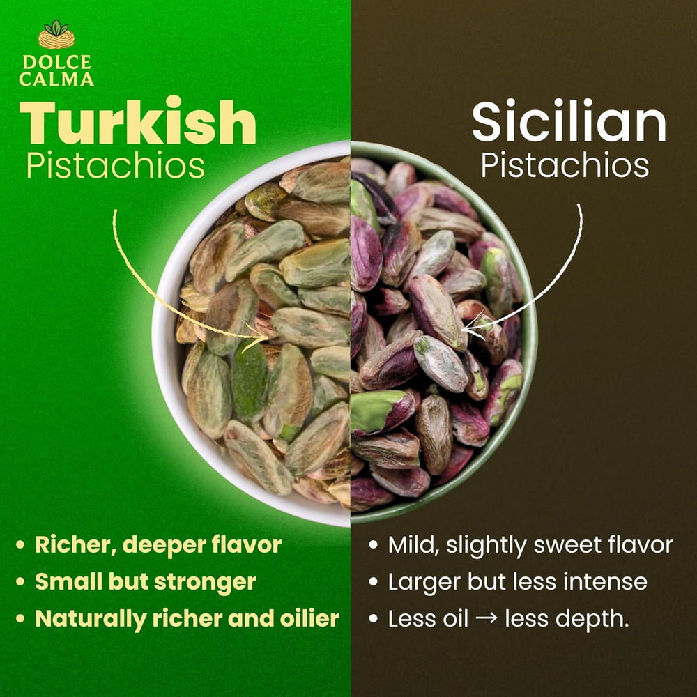 Dolce Calma ingredients shot showing authentic Antep pistachios used