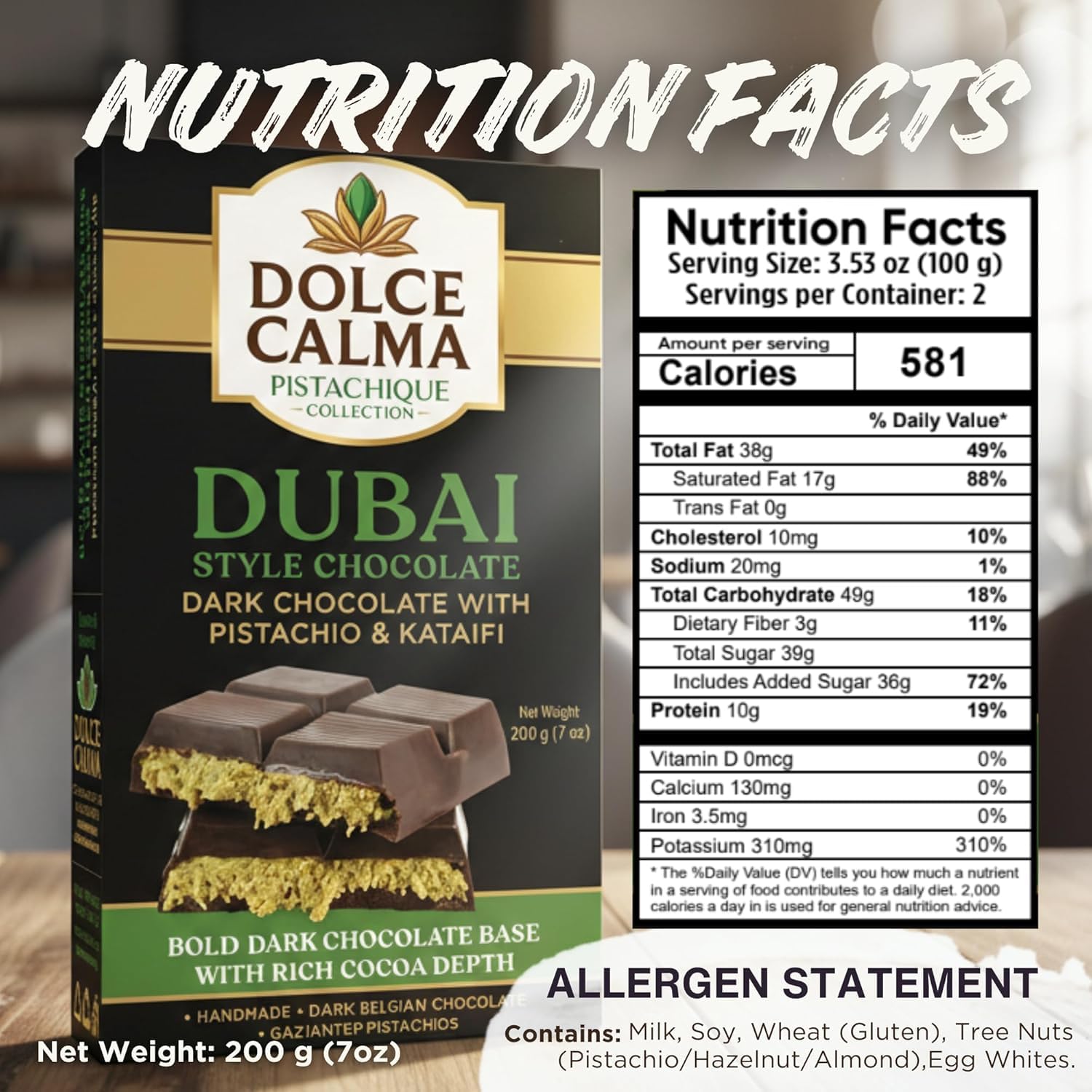 Dolce Calma pistachio detail highlighting premium ingredients and nutty aroma