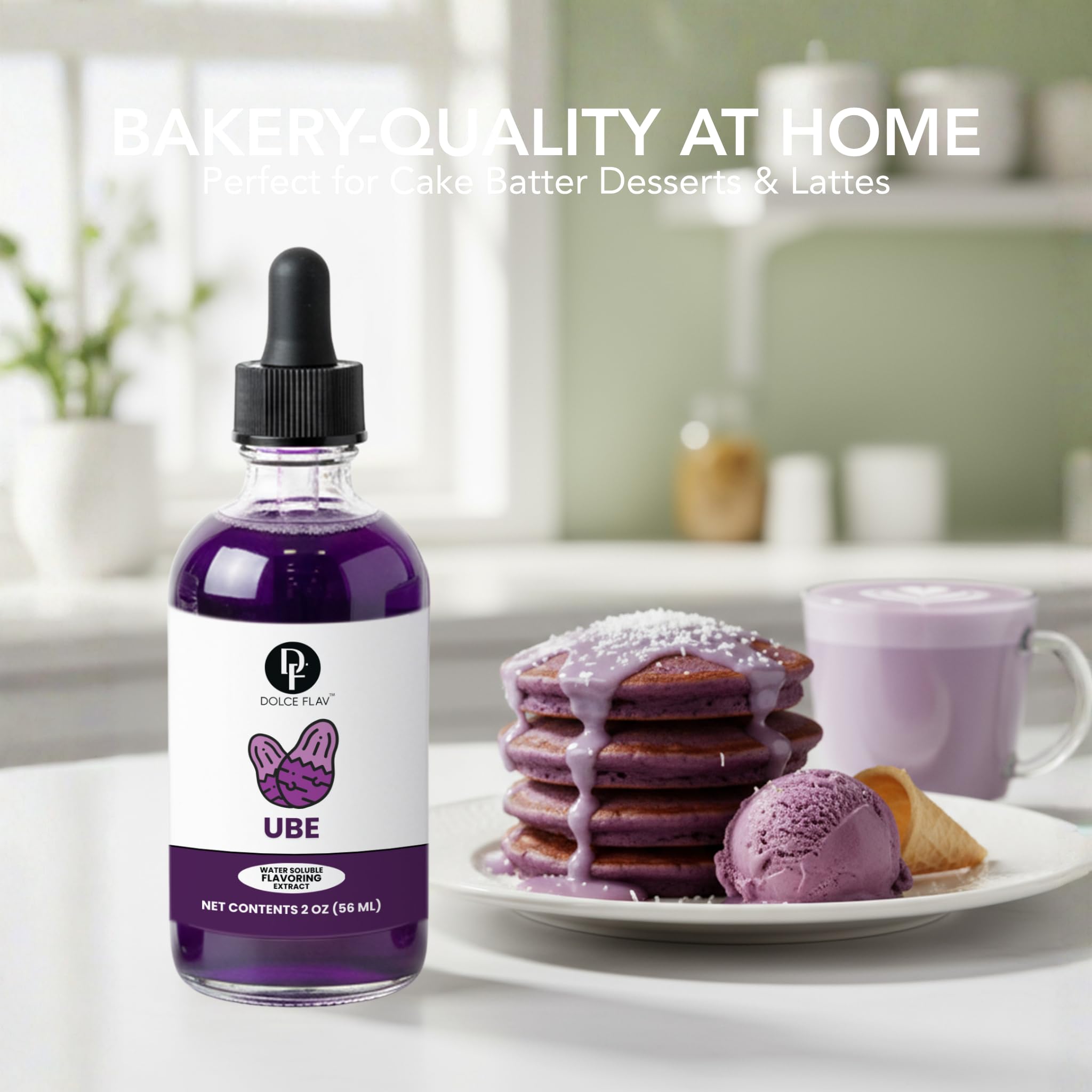 Dolce Flav Purple Ube Extract being added to a drink to enhance flavor