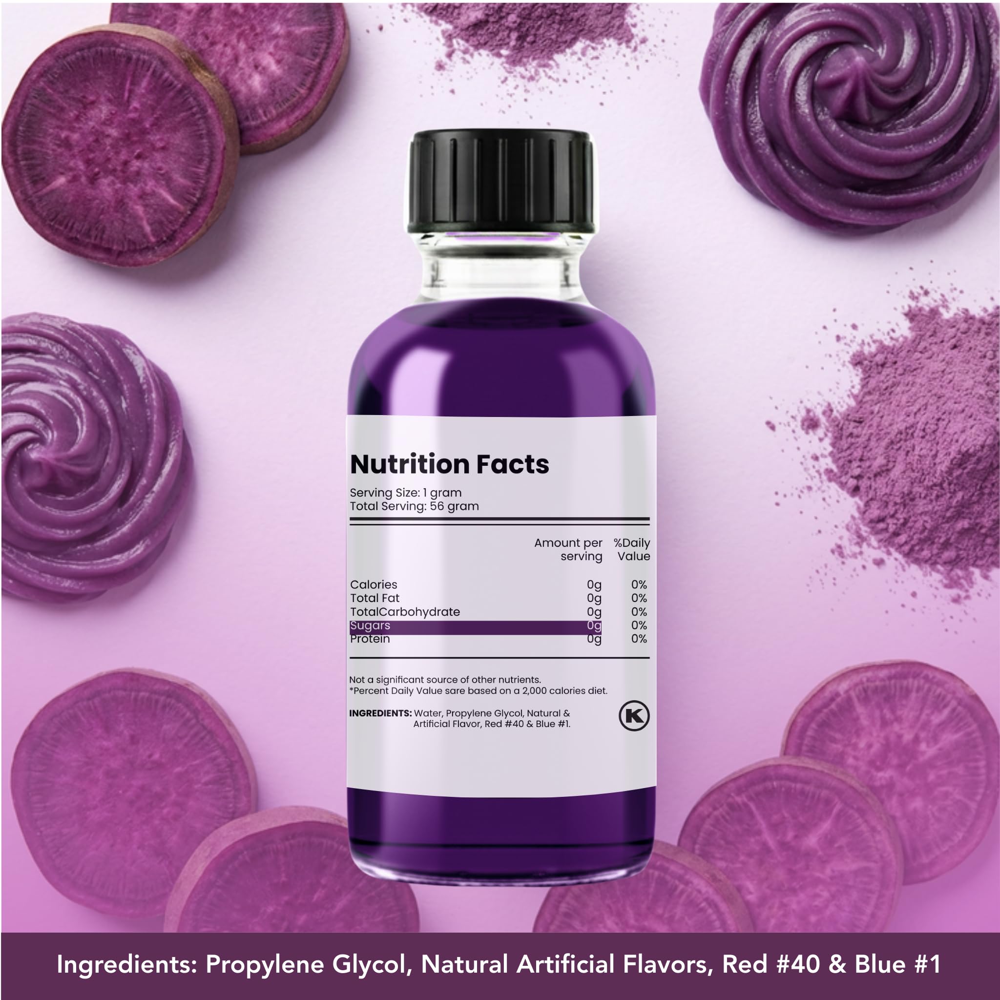 Dolce Flav Purple Ube Extract used in a bowl for creamy ice cream